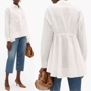 Brock Collection Waist Tie Cotton Linen Poplin Shirt Size 6 NWT Crisp White